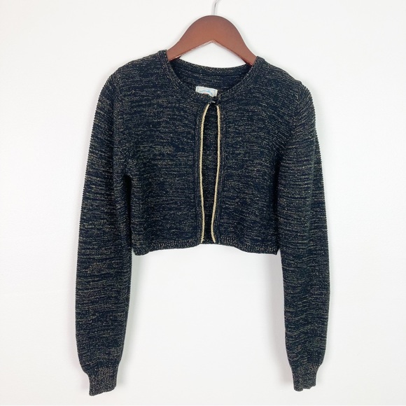 Marmellata Black Metallic Cropped Cardigan Girls 12 - Picture 3 of 10